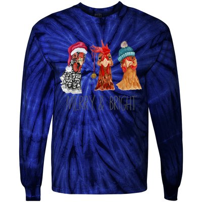 Cute Chickens Christmas Christmas Farm Animal Funny Holiday Tie-Dye Long Sleeve Shirt