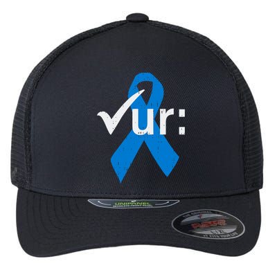 Colorectal Colon Cancer Awareness Blue Ribbon Colonoscopy  Flexfit Unipanel Trucker Cap