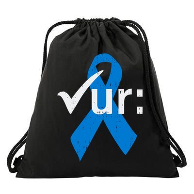 Colorectal Colon Cancer Awareness Blue Ribbon Colonoscopy  Drawstring Bag