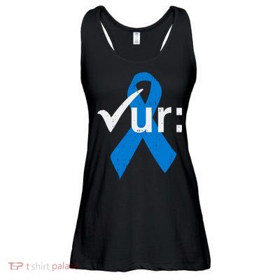 Colorectal Colon Cancer Awareness Blue Ribbon Colonoscopy  Ladies Essential Flowy Tank