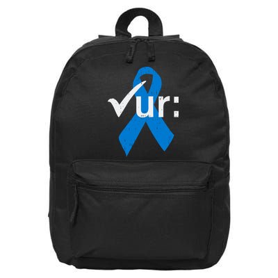Colorectal Colon Cancer Awareness Blue Ribbon Colonoscopy  16 in Basic Backpack