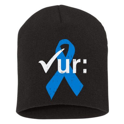 Colorectal Colon Cancer Awareness Blue Ribbon Colonoscopy  Short Acrylic Beanie