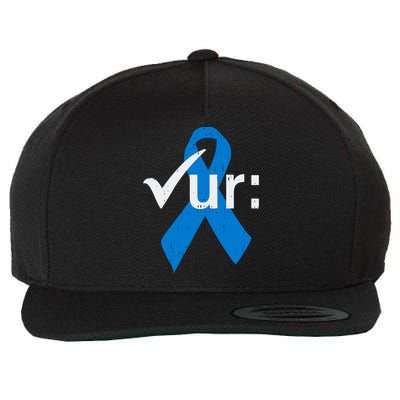 Colorectal Colon Cancer Awareness Blue Ribbon Colonoscopy  Wool Snapback Cap