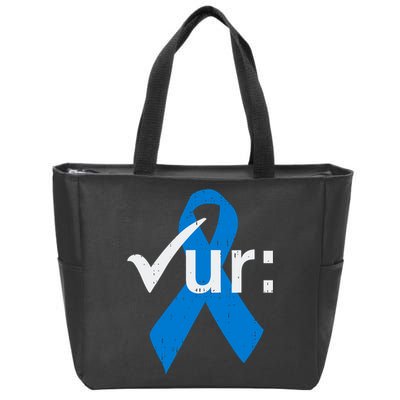 Colorectal Colon Cancer Awareness Blue Ribbon Colonoscopy  Zip Tote Bag