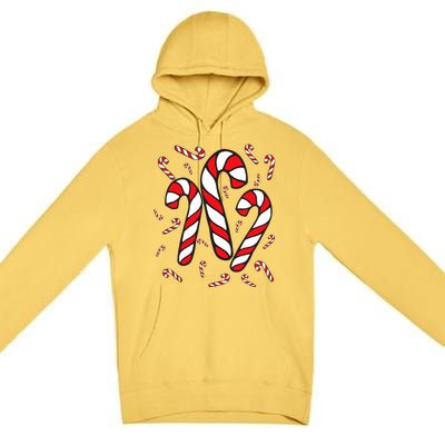 Candy Cane Crew Merry And Bright Red And White Candy Costume Premium Pullover Hoodie