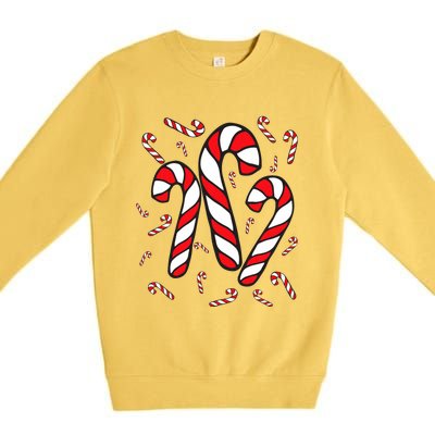 Candy Cane Crew Merry And Bright Red And White Candy Costume Premium Crewneck Sweatshirt