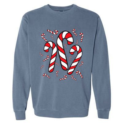 Candy Cane Crew Merry And Bright Red And White Candy Costume Garment-Dyed Sweatshirt