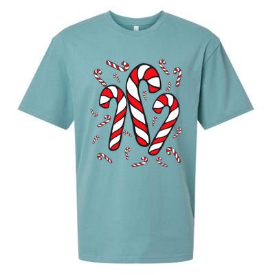 Candy Cane Crew Merry And Bright Red And White Candy Costume Sueded Cloud Jersey T-Shirt