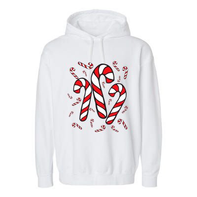 Candy Cane Crew Merry And Bright Red And White Candy Costume Garment-Dyed Fleece Hoodie