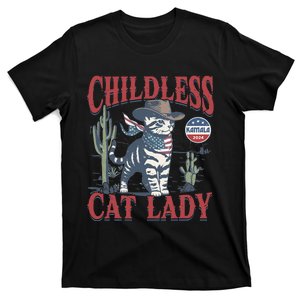 Cowboy Cat Childless Cat Lady Kamala 2024 Election Voting T-Shirt