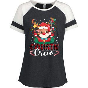 Cousin Crew Christmas Reindeer Santa Lights Red Plaid Xmas Gift Enza Ladies Jersey Colorblock Tee