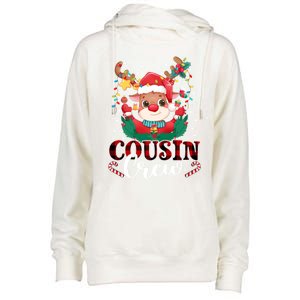 Cousin Crew Christmas Reindeer Santa Lights Red Plaid Xmas Gift Womens Funnel Neck Pullover Hood