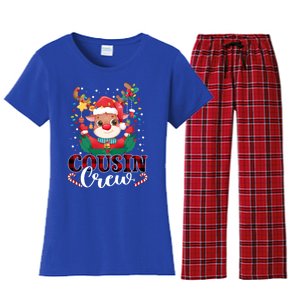 Cousin Crew Christmas Reindeer Santa Lights Red Plaid Xmas Gift Women's Flannel Pajama Set