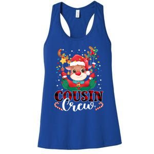 Cousin Crew Christmas Reindeer Santa Lights Red Plaid Xmas Gift Women's Racerback Tank