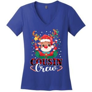 Cousin Crew Christmas Reindeer Santa Lights Red Plaid Xmas Gift Women's V-Neck T-Shirt