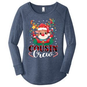 Cousin Crew Christmas Reindeer Santa Lights Red Plaid Xmas Gift Women's Perfect Tri Tunic Long Sleeve Shirt