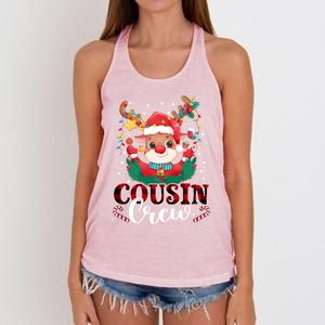 Cousin Crew Christmas Reindeer Santa Lights Red Plaid Xmas Gift Women's Knotted Racerback Tank