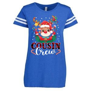 Cousin Crew Christmas Reindeer Santa Lights Red Plaid Xmas Gift Enza Ladies Jersey Football T-Shirt