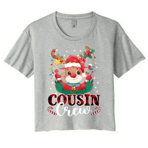 Cousin Crew Christmas Reindeer Santa Lights Red Plaid Xmas Gift Women's Crop Top Tee