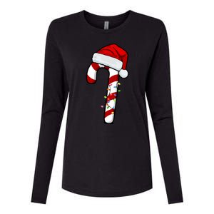 Christmas Candy Cane Holiday Womens Cotton Relaxed Long Sleeve T-Shirt