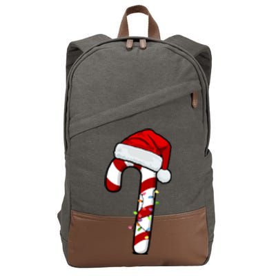 Christmas Candy Cane Holiday Cotton Canvas Backpack