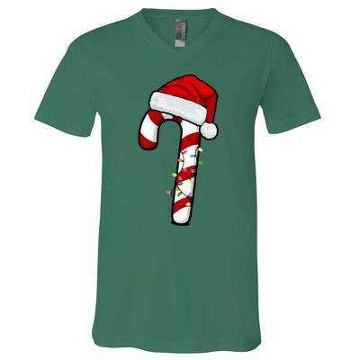 Christmas Candy Cane Holiday V-Neck T-Shirt