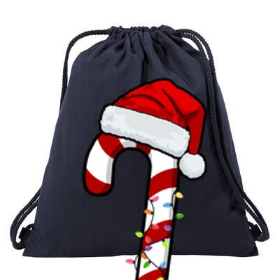 Christmas Candy Cane Holiday Drawstring Bag