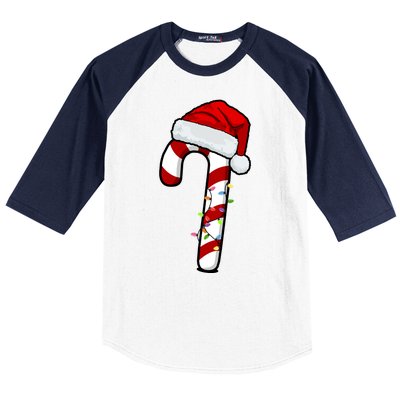 Christmas Candy Cane Holiday Baseball Sleeve Shirt