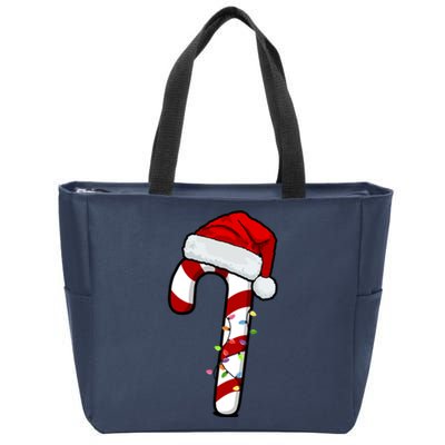 Christmas Candy Cane Holiday Zip Tote Bag