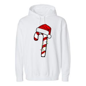 Christmas Candy Cane Holiday Garment-Dyed Fleece Hoodie