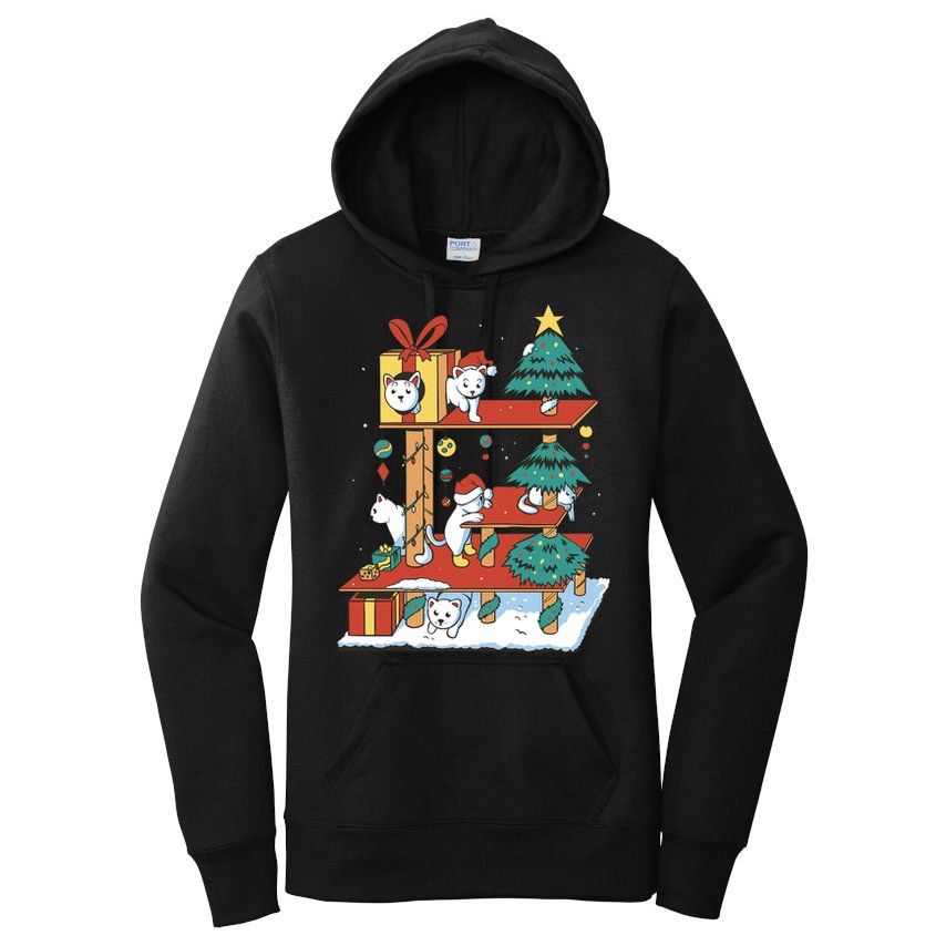 Cathouse Christmas Cat Tree Women's Pullover Hoodie