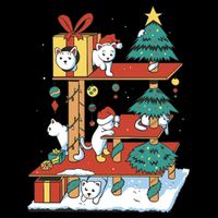 Cathouse Christmas Cat Tree Youth Performance Sprint T-Shirt