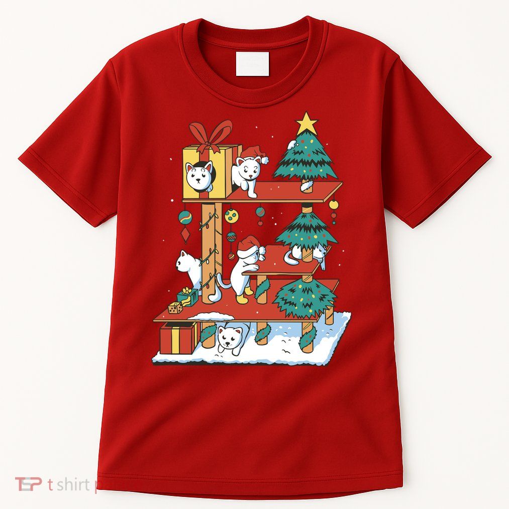Cathouse Christmas Cat Tree Tall T-Shirt