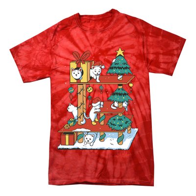 Cathouse Christmas Cat Tree Tie-Dye T-Shirt