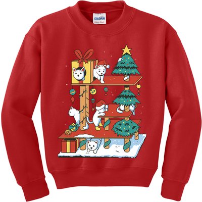Cathouse Christmas Cat Tree Kids Sweatshirt