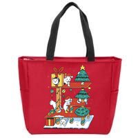 Cathouse Christmas Cat Tree Zip Tote Bag