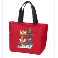 Cathouse Christmas Cat Tree Zip Tote Bag