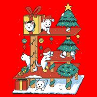 Cathouse Christmas Cat Tree Zip Tote Bag