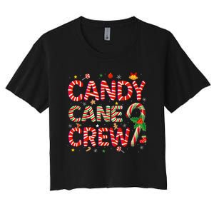 Candy Cane Crew Funny Christmas Candy Lover Xmas Pajamas Women's Crop Top Tee