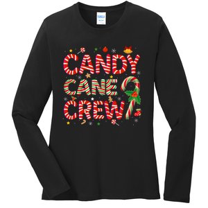 Candy Cane Crew Funny Christmas Candy Lover Xmas Pajamas Ladies Long Sleeve Shirt