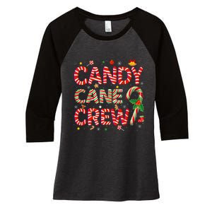 Candy Cane Crew Funny Christmas Candy Lover Xmas Pajamas Women's Tri-Blend 3/4-Sleeve Raglan Shirt