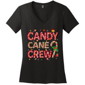 Candy Cane Crew Funny Christmas Candy Lover Xmas Pajamas Women's V-Neck T-Shirt