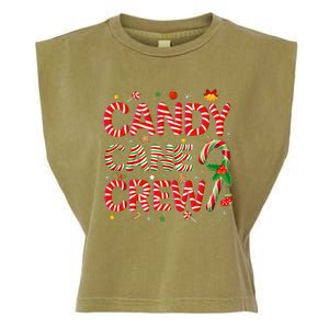 Candy Cane Crew Funny Christmas Candy Lover Xmas Pajamas Garment-Dyed Women's Muscle Tee