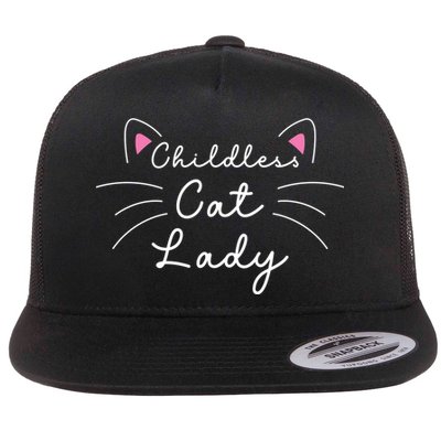 Cute Childless Cat Ladies Childless Cat Lady Flat Bill Trucker Hat