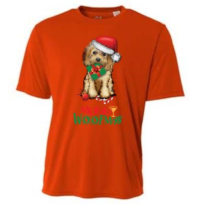 Christmas Cockapoo Cavapoo Doodle Santa Merry Woofmas Gift Cooling Performance Crew T-Shirt