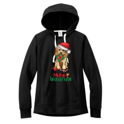 Christmas Cockapoo Cavapoo Doodle Santa Merry Woofmas Gift Women's Fleece Hoodie