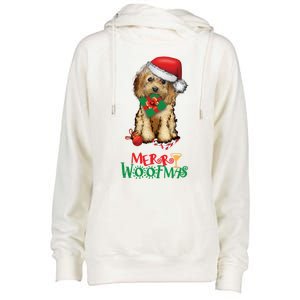 Christmas Cockapoo Cavapoo Doodle Santa Merry Woofmas Gift Womens Funnel Neck Pullover Hood