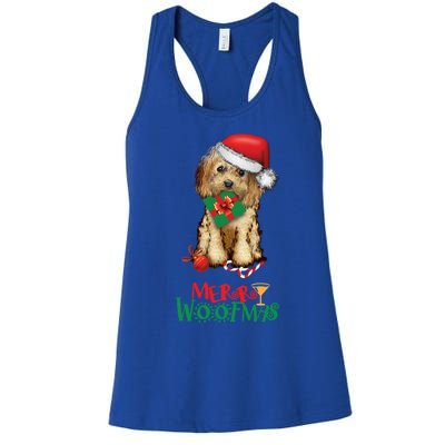 Christmas Cockapoo Cavapoo Doodle Santa Merry Woofmas Gift Women's Racerback Tank