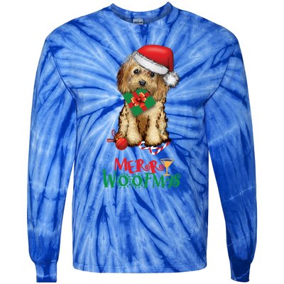 Christmas Cockapoo Cavapoo Doodle Santa Merry Woofmas Gift Tie-Dye Long Sleeve Shirt