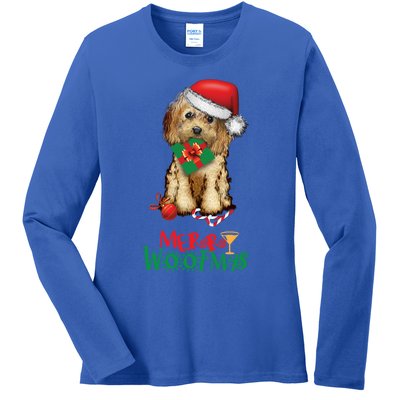 Christmas Cockapoo Cavapoo Doodle Santa Merry Woofmas Gift Ladies Long Sleeve Shirt